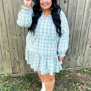 Pink Lily Blue Plaid Dress